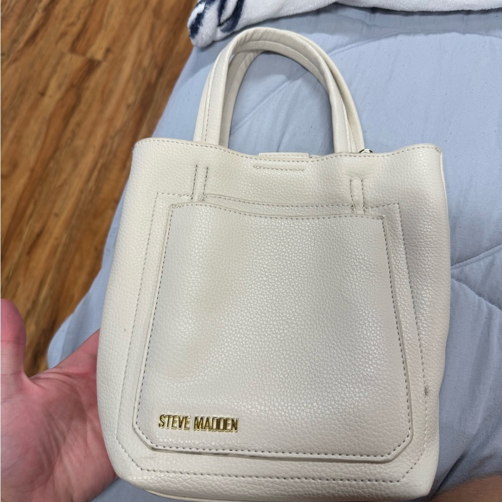 Steve Madden Cream Mini Bag with Gold Accents